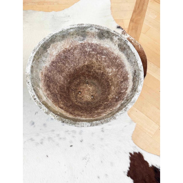 1960s Large 22" Diam. 11.6" Tall Tapered Concrete W. Guhl Planter A+ Patina For Sale - Image 16 of 16