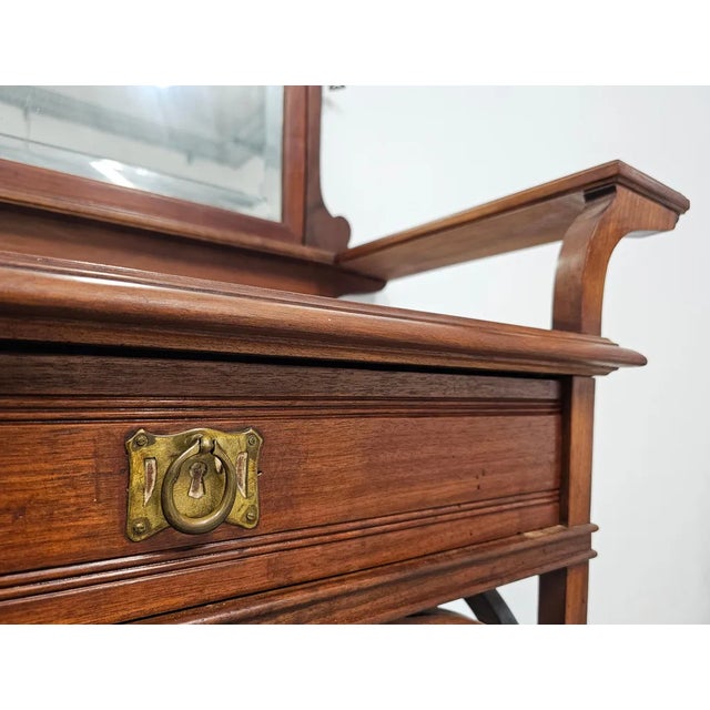 Art Nouveau Dressing or Vanity Table with Mirror in Walnut, 1890s For Sale - Image 6 of 12