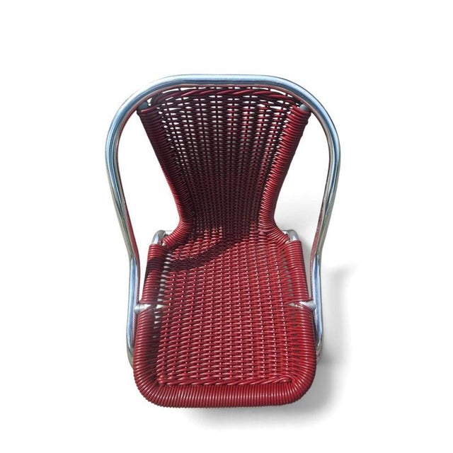 Wood Red Aluminum Chair with Synthetic Weave, 1980s, Set of 6 For Sale - Image 7 of 18