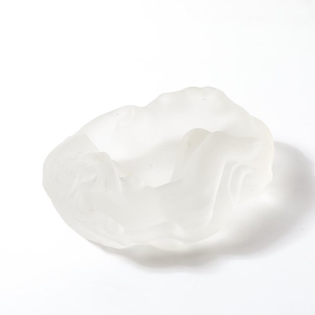 MidCentury Frosted Glass Sleeping Beauty Sculptural Nude Dish Signed R Lalique For Sale In New York - Image 6 of 18