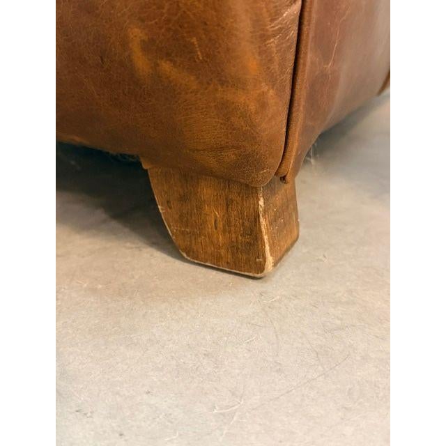 Mitchell Gold for Restoration Hardware Leather Club Chair Pair With Ottoman For Sale - Image 9 of 12