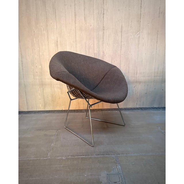 Metal Diamond Chair in Chrome and Brown Upholstery for Knoll International, 1980s For Sale - Image 7 of 16