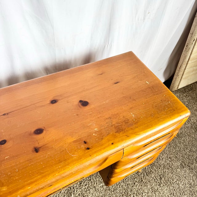 Franklin Shockey Company Mid Century Modern Sculptured Pine Desk by Franklin Shockey For Sale - Image 4 of 10