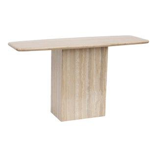 Postmodern Italian Travertine Console Table by Stone International Spa For Sale