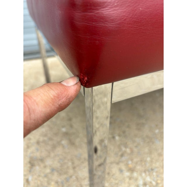 Mid-Century Modern Florence Knoll for Knoll Ox Blood Leather Bench, 2 Available For Sale - Image 3 of 12