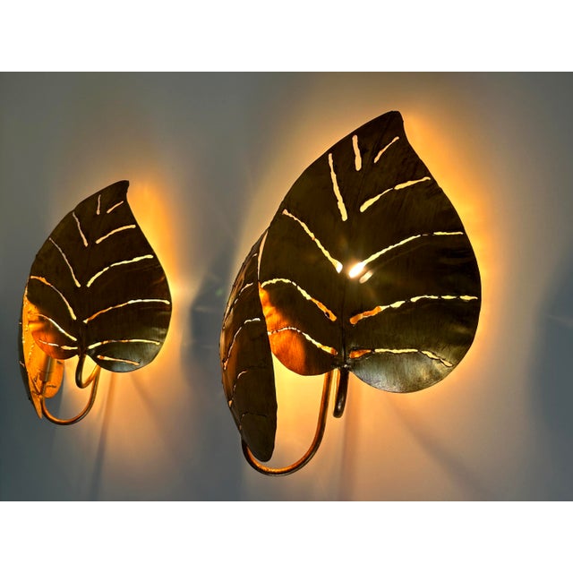 Large Mid-Century Double Leaves Monstera Sconces by Hans Kögl, 1970s, Set of 2 For Sale - Image 13 of 18