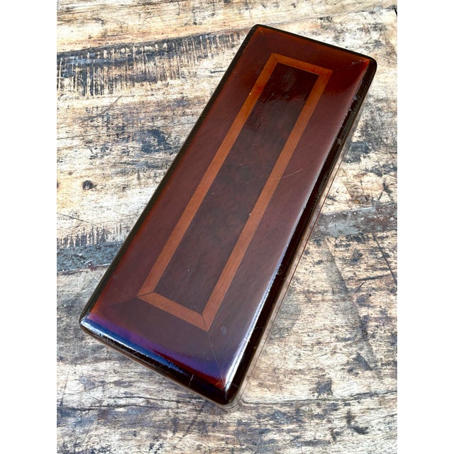 Wood Vintage Inlay Wood Box For Sale - Image 7 of 12