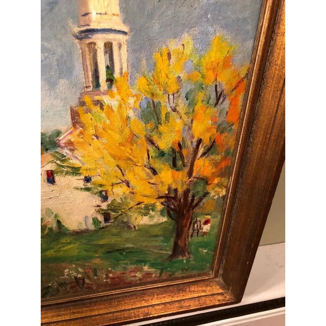 Wood Pastoral Oil on Board of Church For Sale - Image 7 of 13