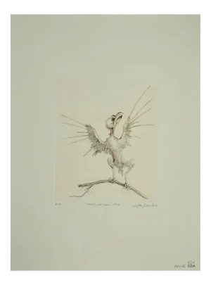 Leo Guida, Bird on A Branch, Etching, 1970