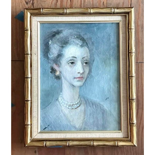 Vintage Original Portrait of Woman on Canvas For Sale - Image 11 of 12