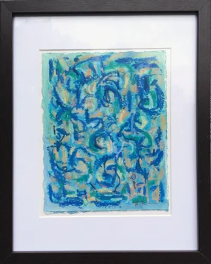 Female Blue IV Painting Abstract Figurative on Paper