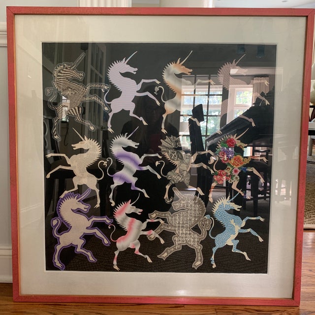 Signed Original Pedro Friedeberg 1986 Unicorn Acrylic Painting With Museum Provenance For Sale - Image 12 of 12