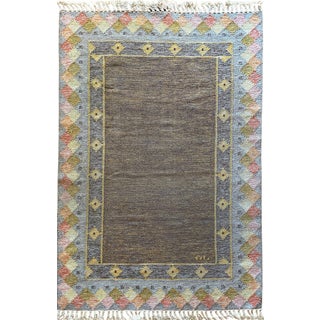 Scandinavian Modern Pastel Röllakan Flatweave Rug, 1950s For Sale