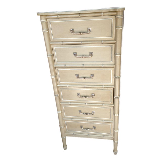 Vintage 1960s Hollywood Regency Henry Link "Bali Hai" Faux Bamboo 6-Drawer Lingerie Chest For Sale