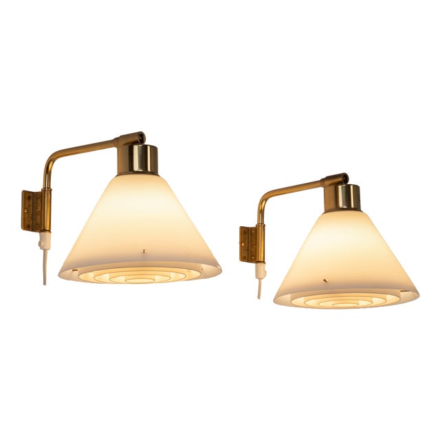Model 8182 Wall Lamps by Falkenbergs Belysning, Sweden, 1960s, Set of 2 For Sale