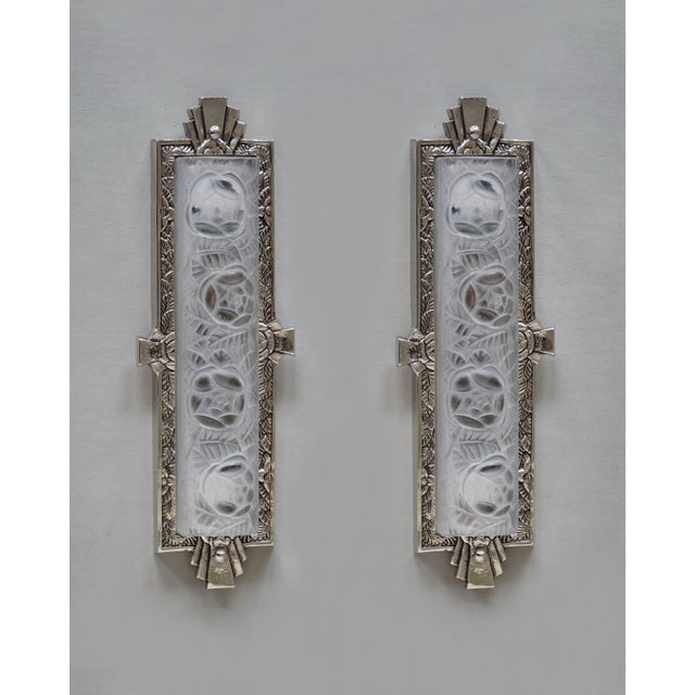 Art Deco French Art Deco Wall Sconces by Degue 1930 France - A Pair For Sale - Image 3 of 13