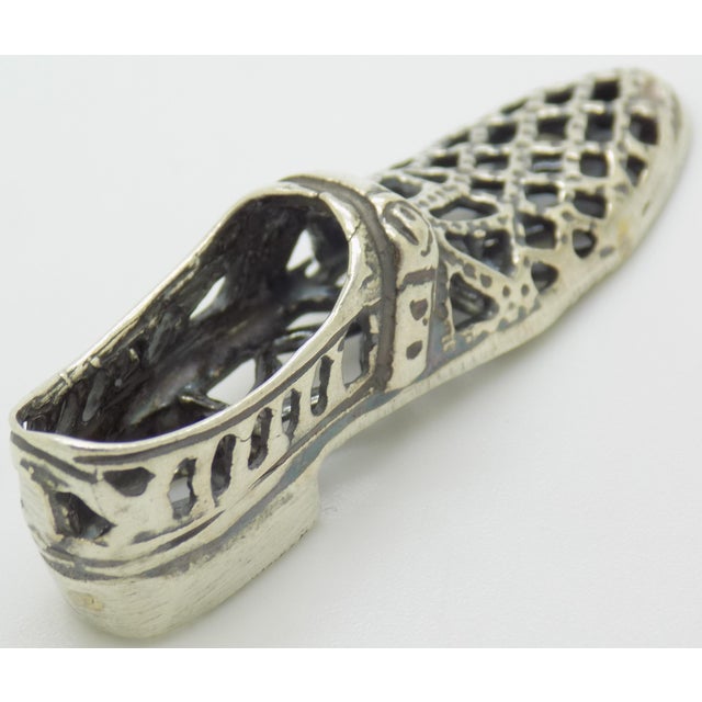 1980s Vintage Italian Handmade Genuine Silver Loafer Shoe Dollhouse Miniature Figurine For Sale - Image 5 of 12