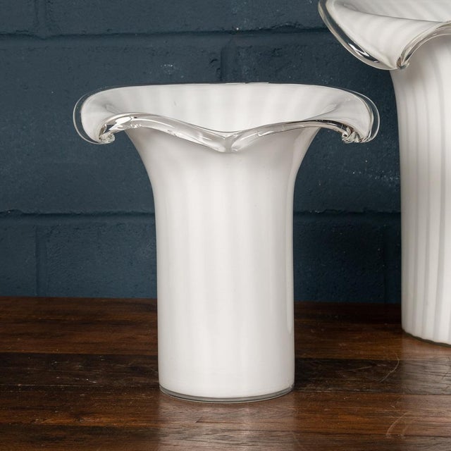 White Italian Murano Glass Table Lamps, 1980, Set of 3 For Sale - Image 8 of 12