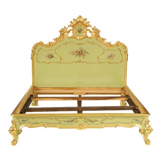 Louis XV Style Green and Parcel Gilt Bedstead For Sale