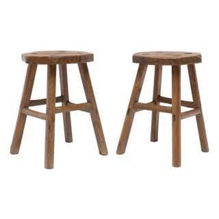 Pair of Antique Chinese Lucky Eight Stools, Early 20th Century For Sale