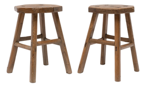 Pair of Antique Chinese Lucky Eight Stools, Early 20th Century