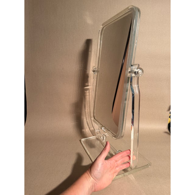 1970s 1970s Large Adjustable Lucite Makeup Vanity Mirror For Sale - Image 5 of 7