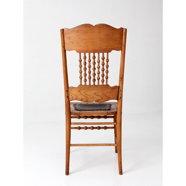 Antique Victorian Eastlake Chair With Embossed Leather Seat For Sale - Image 6 of 12