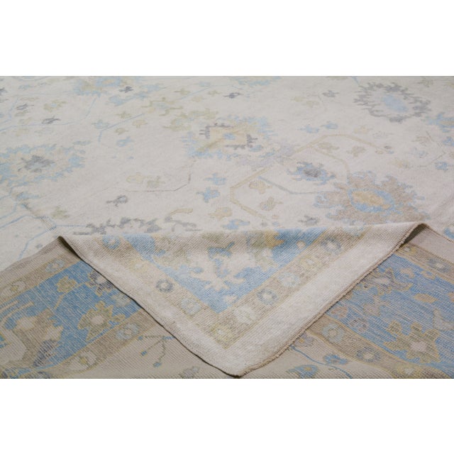 1990s Contemporary Turkish Angora Oushak Hand Knotted Wool Rug, 13x18 For Sale - Image 5 of 6