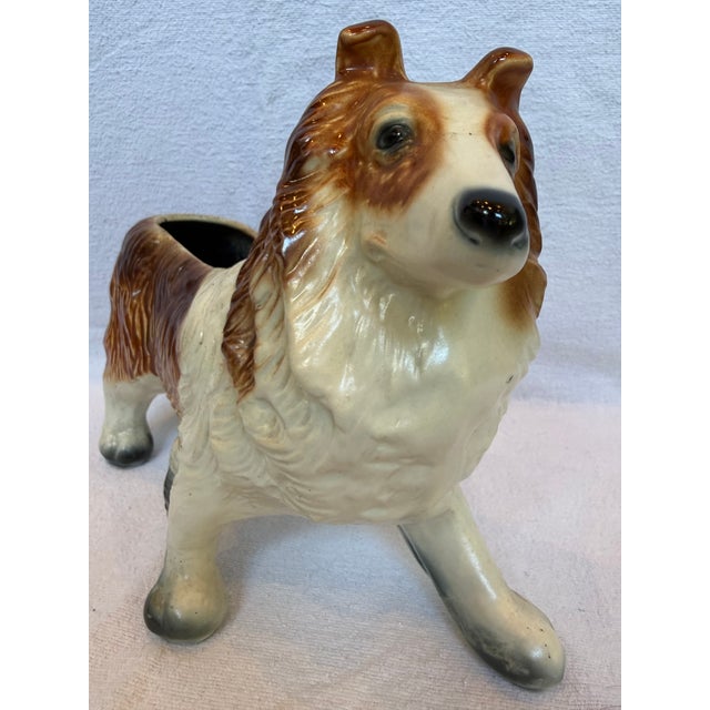 1940s Lifelike Porcelain Collie Planter For Sale - Image 9 of 12