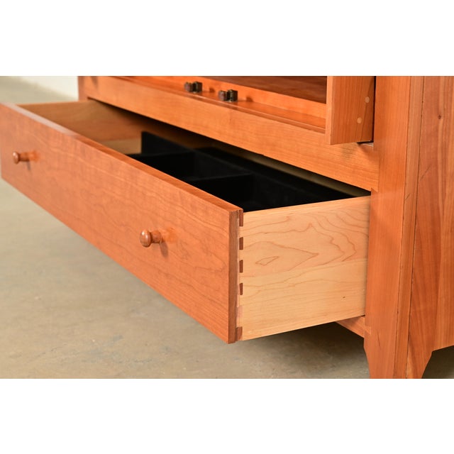 Brown Harden Furniture Arts and Crafts Shaker Solid Cherry Wood Media Cabinet For Sale - Image 8 of 18