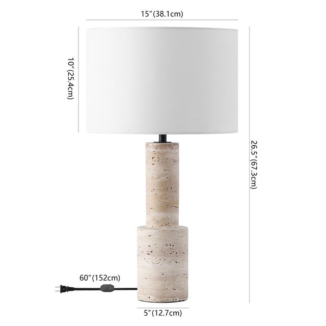 Safavieh Tywin Travertine Table Lamp in Travertine/White For Sale - Image 4 of 4