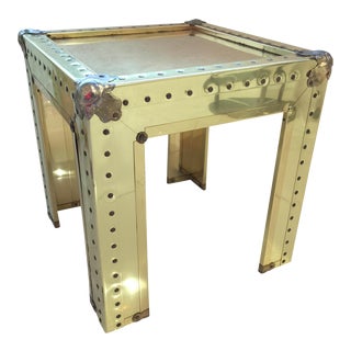 1970s Sarreid Style Brass Side Table For Sale