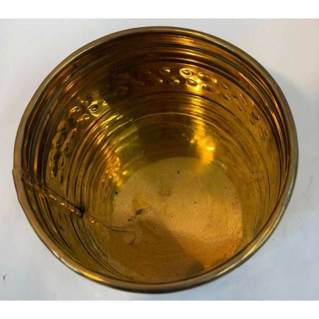 Mid 20th Century Vintage Round Hammered Brass Plated For Sale - Image 5 of 6