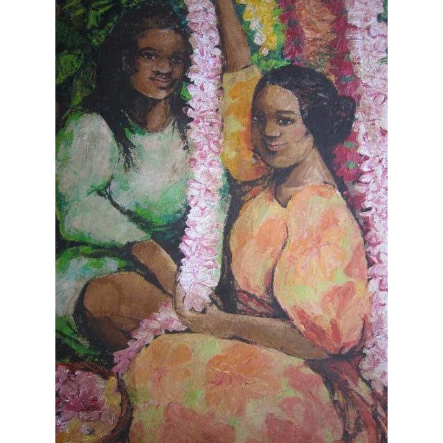 Mid-Century Modern Mid Century Painting Polynesian Women, Signed Ron Tredwell For Sale - Image 3 of 9