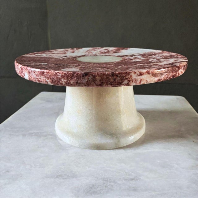 Stone Decorative Footed Centerpiece Bowl in Red Marble by Forzini For Sale - Image 7 of 12