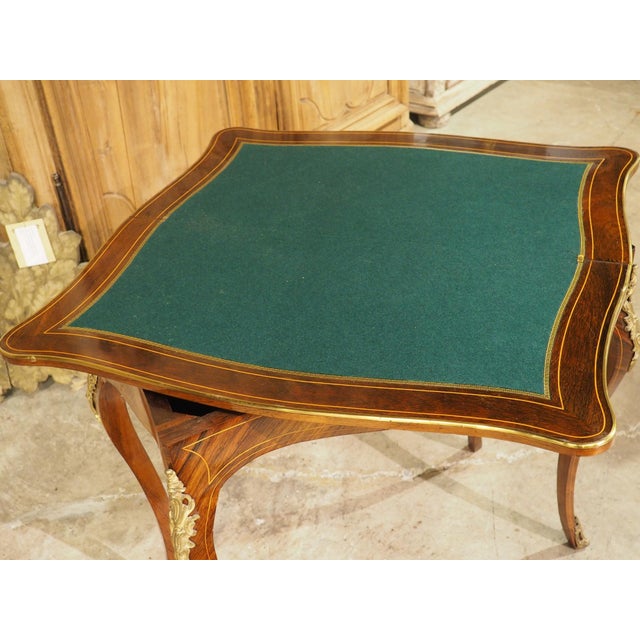 19th Century French Louis XV Style Rosewood Marquetry Console and Game Table For Sale - Image 18 of 18