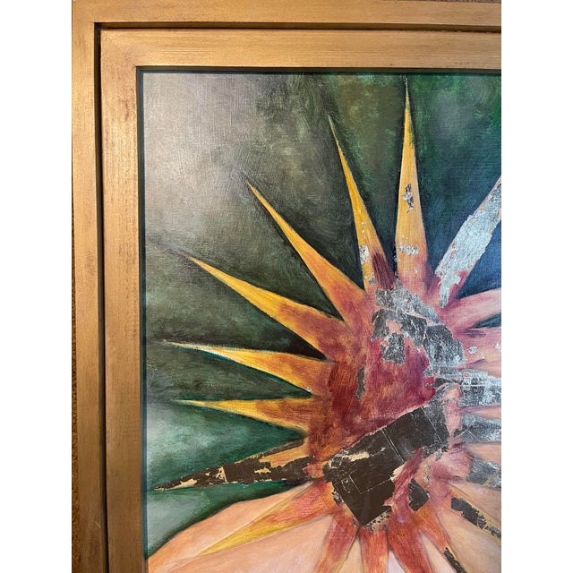 A nod to the glamorous art deco time - a modern day take using oil and gold leaf. 21st century painting. Reminiscent of...