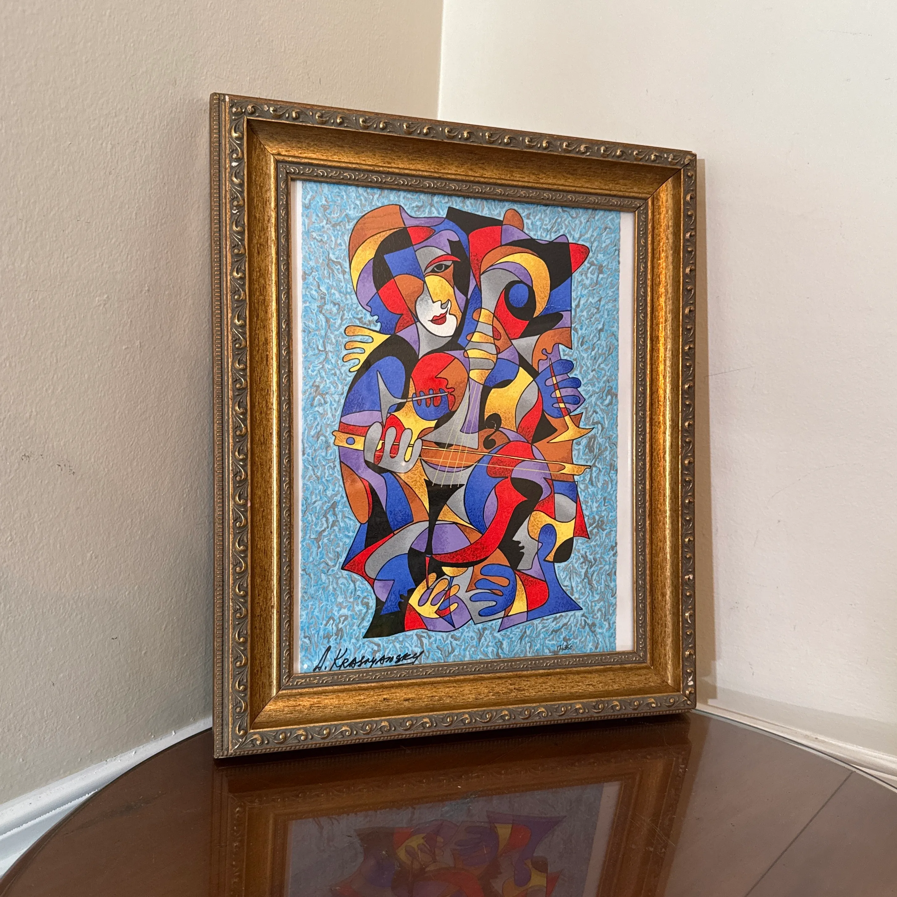 アート・デザイン・音楽 Charles Anastase APC Section Musicale 1970s Vintage Abstract Serigraph Music Painting Signed Anatole