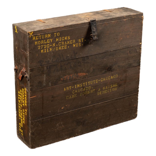 1930s–1950s Morley Hicks Art Institute of Chicago Wooden Shipping Crate For Sale