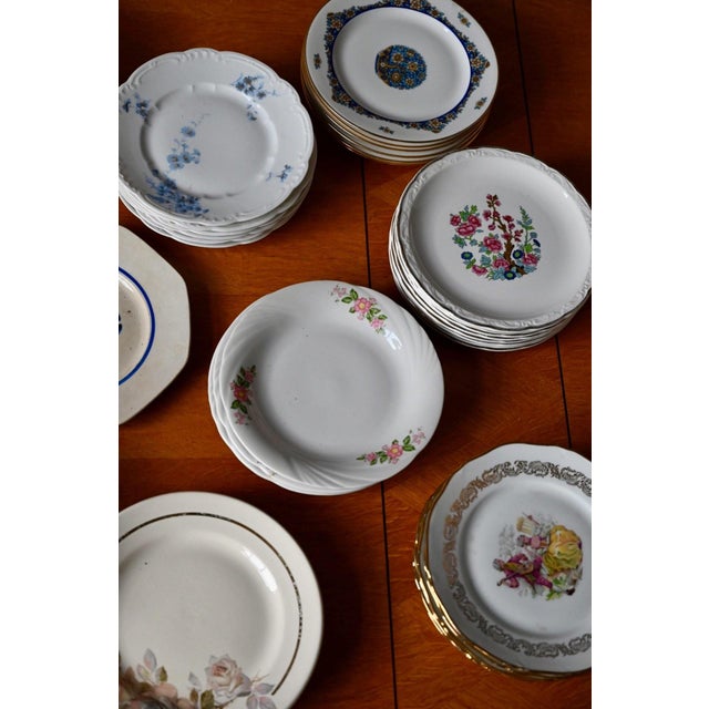 1950s 20th Century Porcelain Earthenware Dessert Plates with Various Decorations, 1950s, Set of 62 For Sale - Image 5 of 9