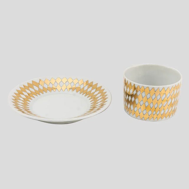 Fornasetti Tea Cups and Saucers, Set of 6 For Sale - Image 3 of 6