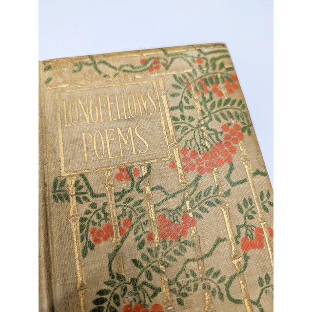 Antique Longfellow’s Poems Decorative Art Nouveau Cloth Book – H. M. Caldwell Co. c.1900 For Sale - Image 9 of 18