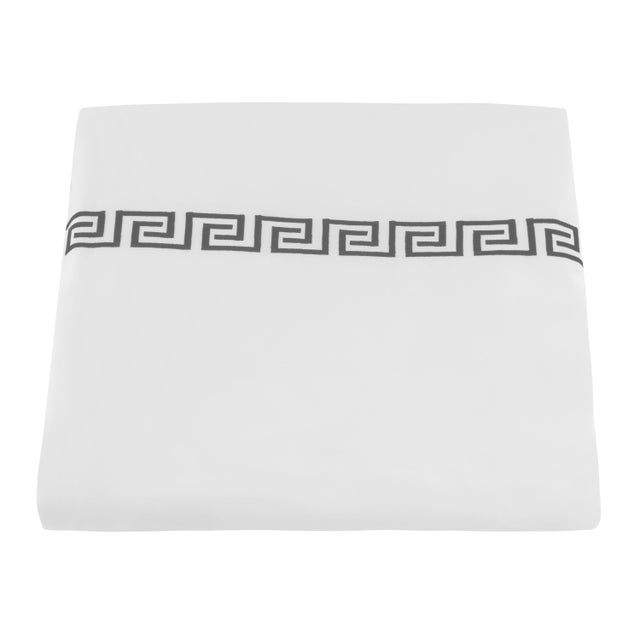 Transitional Greek Key King Duvet Cover in Charcoal For Sale - Image 3 of 3