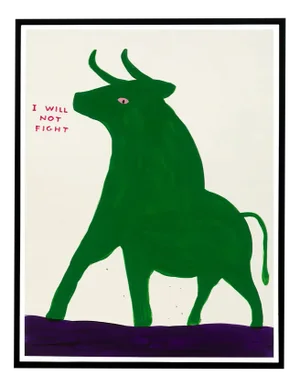 David Shrigley, I Will Not Fight, 2019, Lithograph Poster, Framed