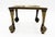 Late 18th century small brass footman trivet stand, English. Raised on turned, tapered legs with ball & claw feet. Cut &...