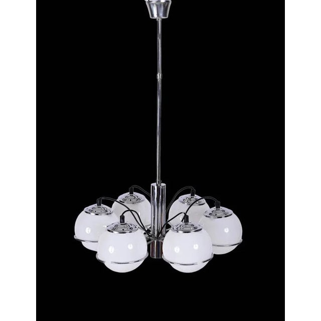 1970s Vintage Opaline Glass Pendant Lamp by Targetti Sankey, Italy, 1970s For Sale - Image 5 of 9