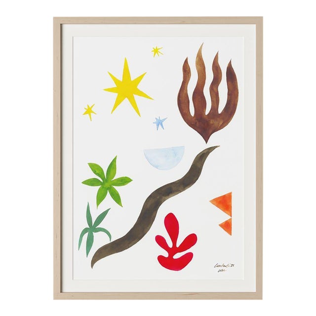 Matisse Doodles by Lia Burke Libaire in Maple Frame, Medium Art Print on Paper For Sale
