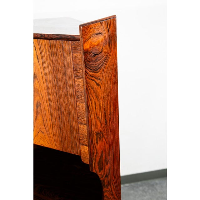 Mid Century Danish Modern Corner Cabinet Rosewood Bar Denmark Drawers Locking For Sale - Image 12 of 12