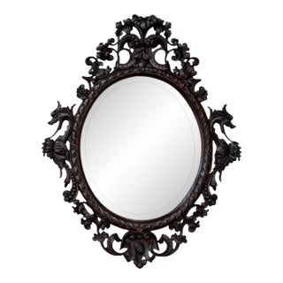 Late 19th to Early 20th Century Renaissance Revival Hand-Carved Beveled Mirror For Sale