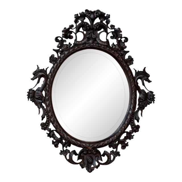 Late 19th to Early 20th Century Renaissance Revival Hand-Carved Beveled Mirror For Sale